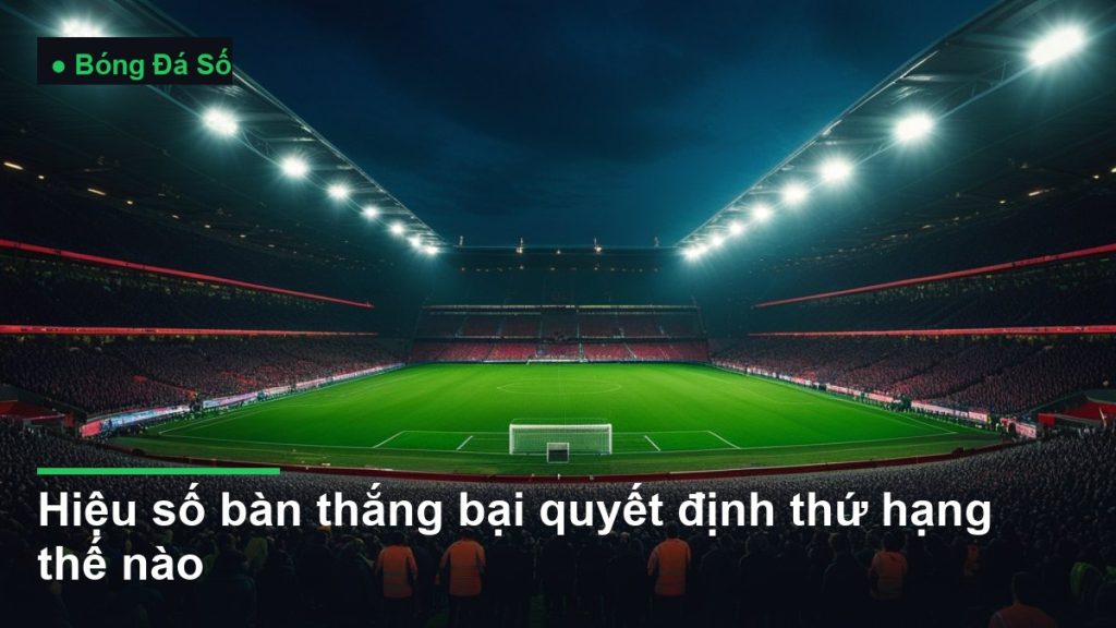 sân vận động bóng đá về đêm dưới ánh đèn pha - hiệu số bàn thắng bại quyết định thứ hạng thế nào